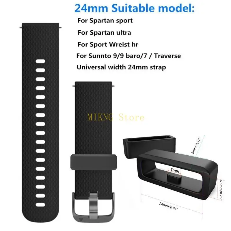 Silicone Connector Loop Wristband Fastener Ring Watch Strap for Suunto 24mm 10pcs Best Sale