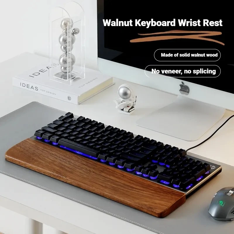 

Механическая клавиатура из орехового дерева, подставка для запястий, эргономичная подушечка для рук, совместимая с 87/98/104/108 клавишами, настраиваемая, несколько размеров
