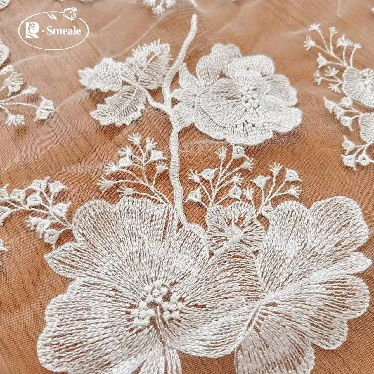 Gestickter Rosenblüten-Spitzenstoff, Hochzeitskleid-Accessoires, RS2753 – Detail 3