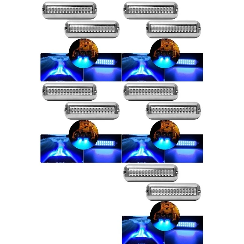 ALIM-10Pcs 42LED Boat Drain Light Boat Transom Light Blue Underwater Pontoon Marine Light