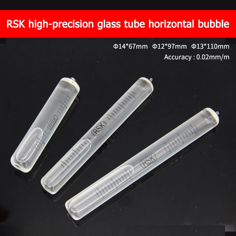 Full glass long horizontal bubble with high accuracy of 0.02mm/m, 4-second bubble horizontal RSK cylindrical level bubble bead