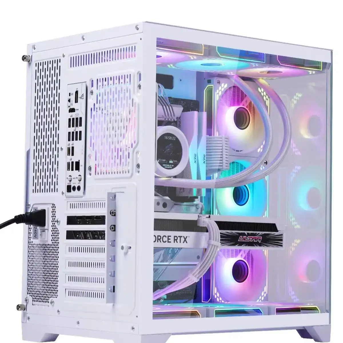 WJCOOLMAN Dreamer Plus White Panoramic Version 2Side Transparent Glass Gaming Computer Case with 7 Fan Positions 360 AIO Support