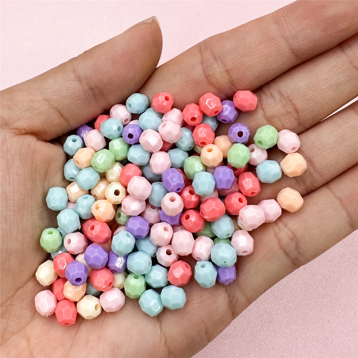 100pcs 5.5*6mm Mini Polyhedral Macaron Color Oval Beads Jewelry Making Accessories DIY Earrings Bracelet Materials