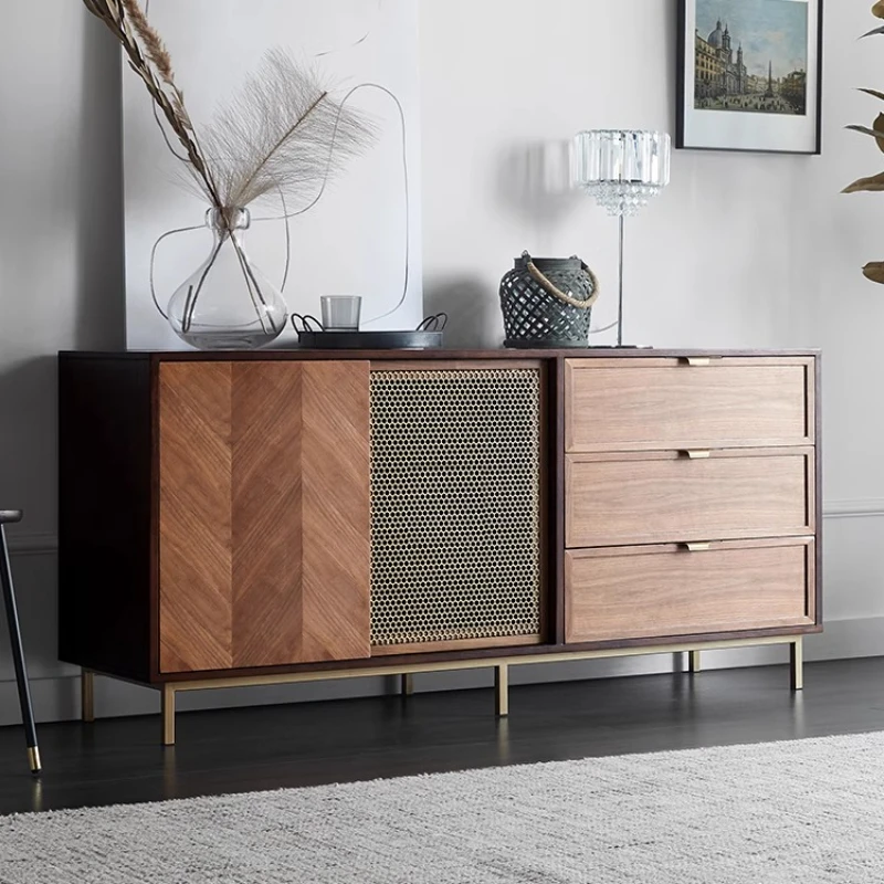 

Dresser 180x45x80 cm Storage locker 3-stage drawer mid century modern Wooden chest of drawers multifunctional cabinet furniture