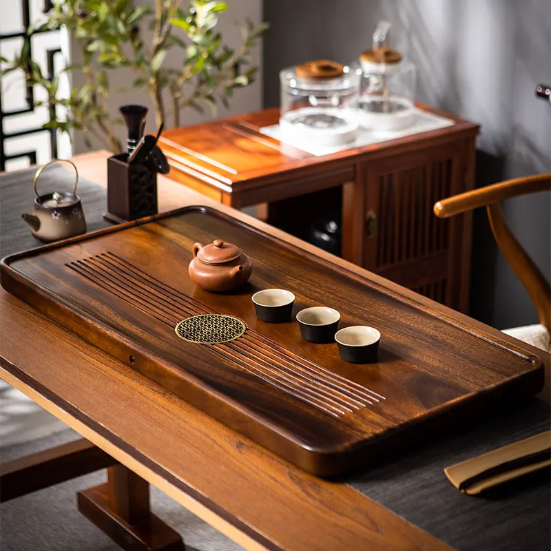 

Office Coasters Tea Tray Desk Wooden Serving Decorative Pot Table Tea Tray Saucer Vintage Rectangle Bandeja Madera Home Products