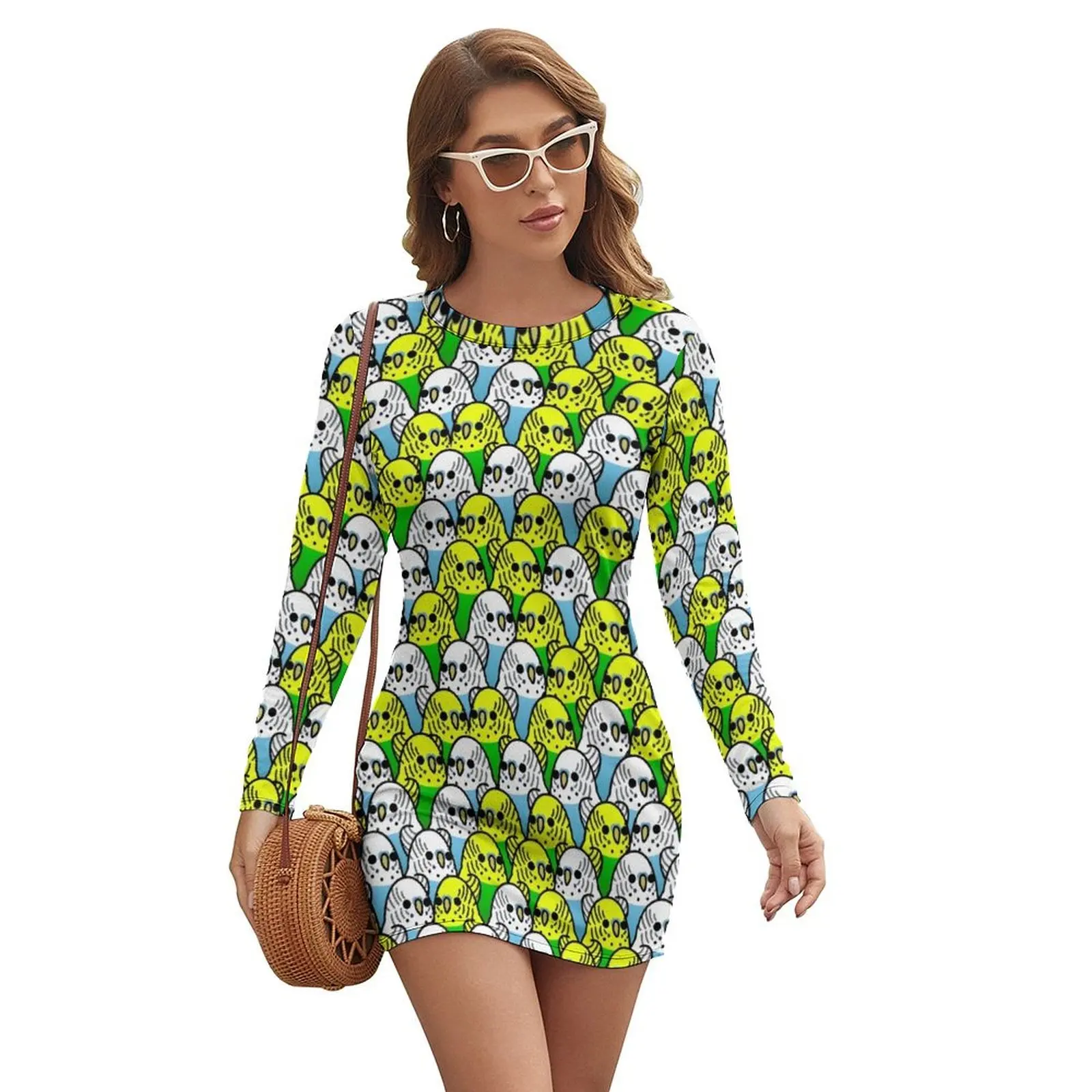 

Too Many Birds! - Budgie Squad 1 Long-sleeved Dress dresses for prom long sleeve dresses