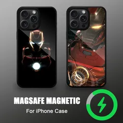 MINISO Marvel Iron Man Phone Case For iPhone Magsafe Magnetic Wireless 11 12 13 14 15 Pro Max Plus Charging Cover