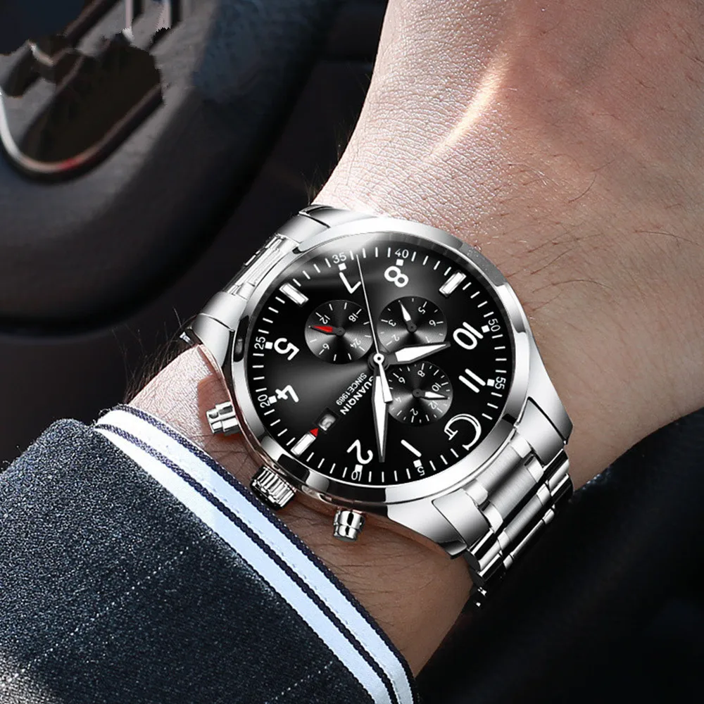 

Мужские автоматические часы Guanqin, водонепроницаемые светящиеся деловые механические наручные часы, модные мужские часы с дисплеем недели и даты