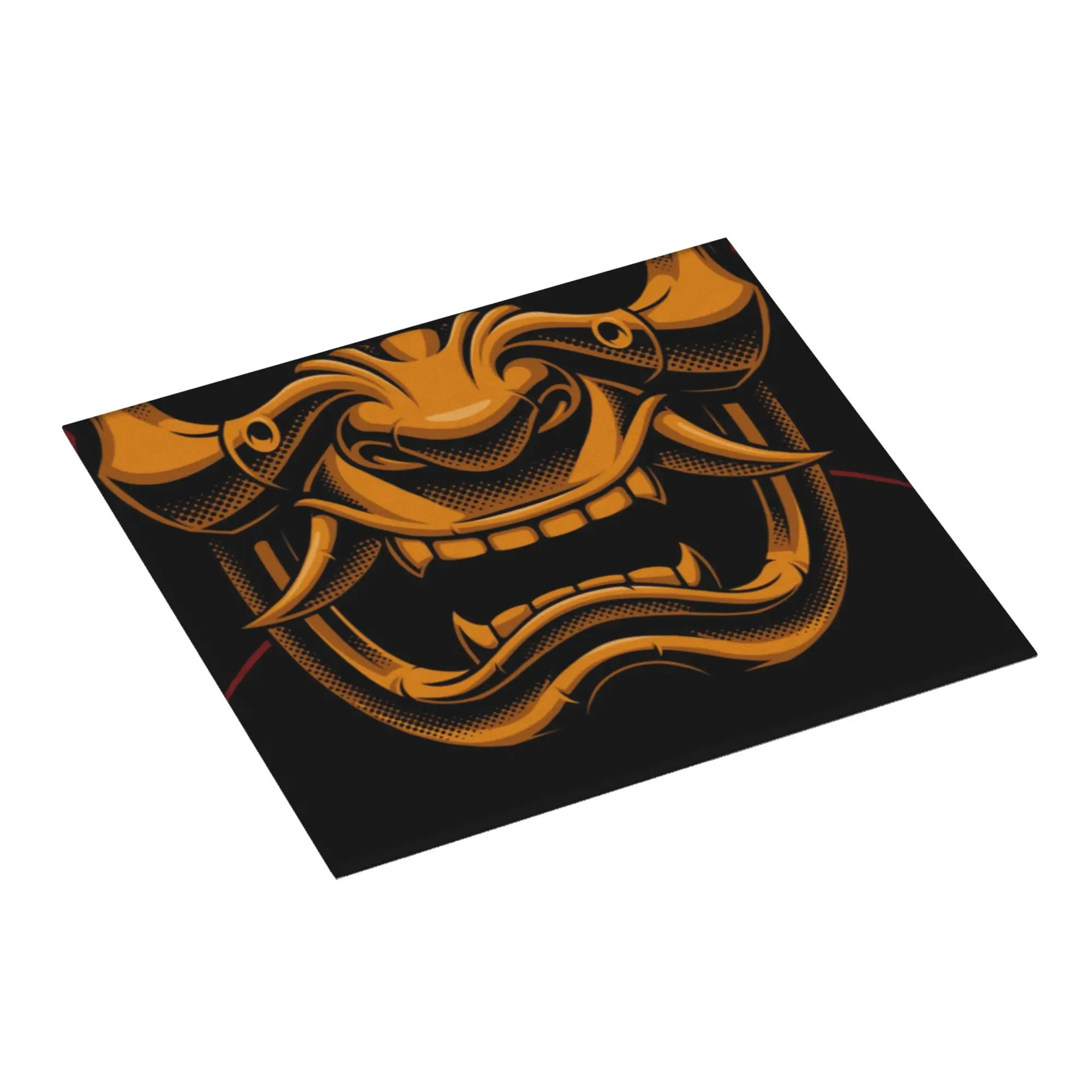 Fiery Demon Samurai Helmet Non‑Slip Waterproof Absorbent Barware Tableware Oil Proof Japan Oni Bathroom Drying Mat For Kitchen