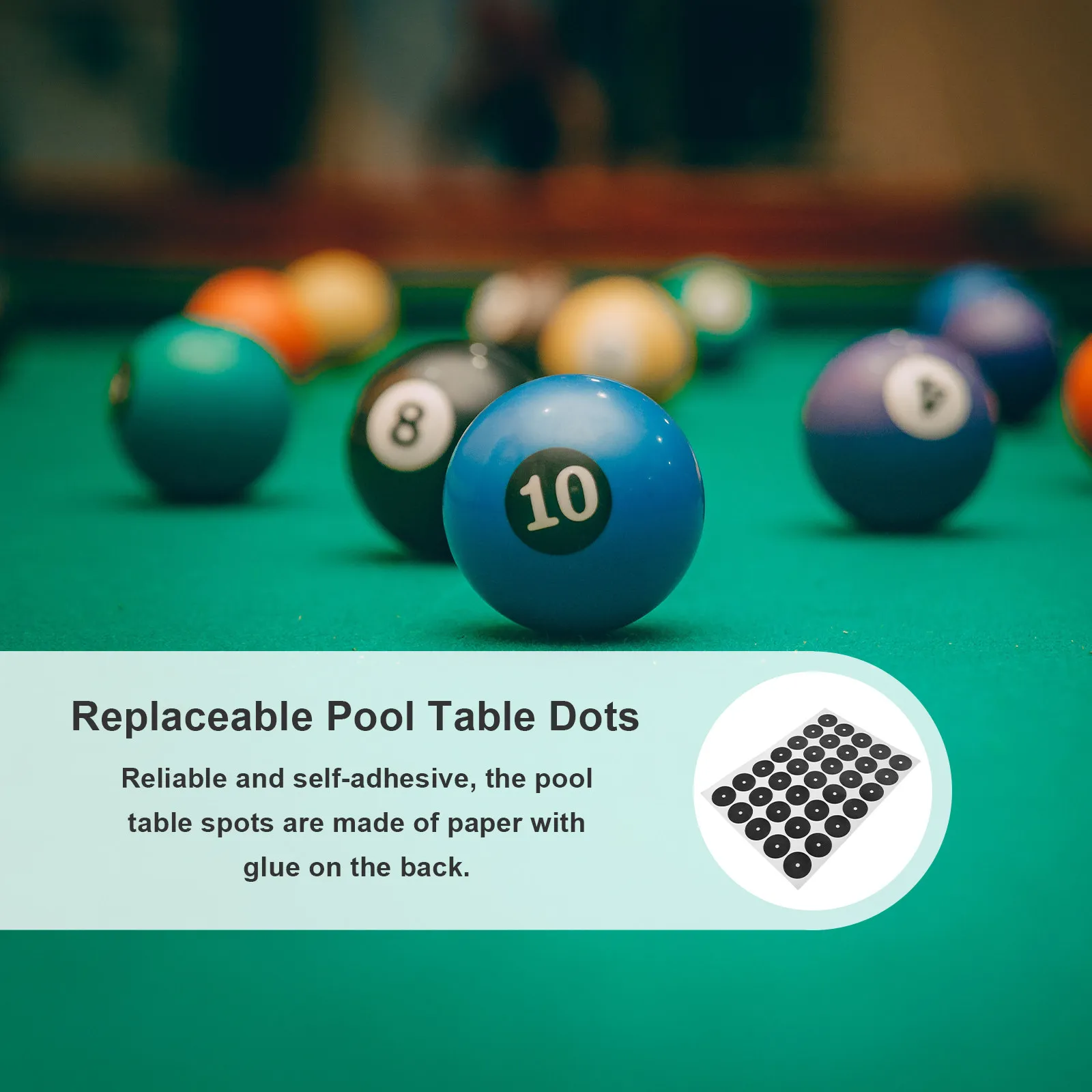 

1 Sheet Large Quantity Pool Easy Press Self-Adhesive Billiard Spot Stickers for All Pool Snooker Billiards Tables