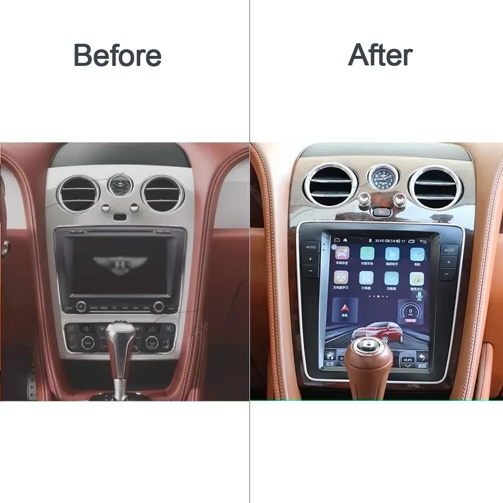 9.7' QLED Carplay Auto Android 13 8G+256G Car Player GPS Map WIFI Bluetooth Multimedia Radio For Bentley Flying Spur 2012-2019