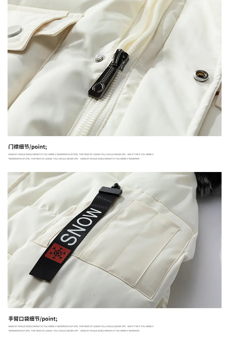 Winter Men's Hooded Jacket Large Fur Collar Thick Warm Cotton Coat Medium-Length Versatile Windproof Fashionable Workwear
