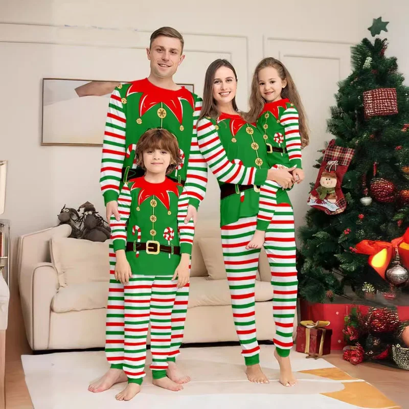 

Family Christmas Pajamas Adult Kids Father Mother Kids Baby Clothes Tops+Pants 2PCS Loose Loungewear Xmas Party Sleepwear Look