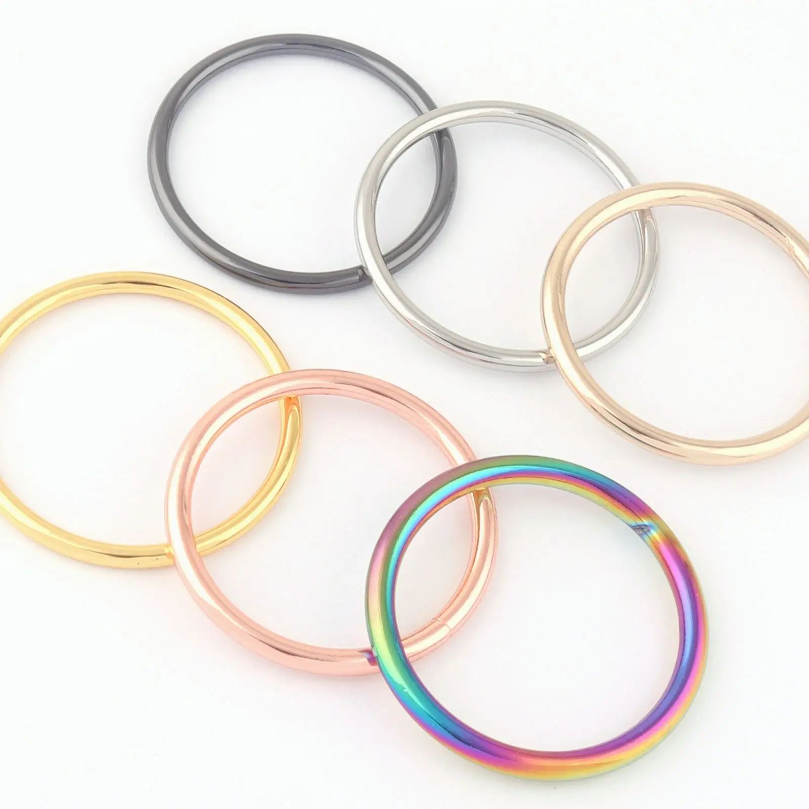 38mm Rainbow Metal Loops Round O Ring Welded Formed Strap Buckle Ring Making Handbag Purse Bag Webbing For Hardware Supplies