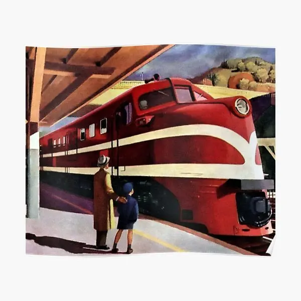 American Locomotive Railroad Train Art O  Poster Painting Vintage Funny Room Decor Mural Home Wall Modern Decoration No Frame