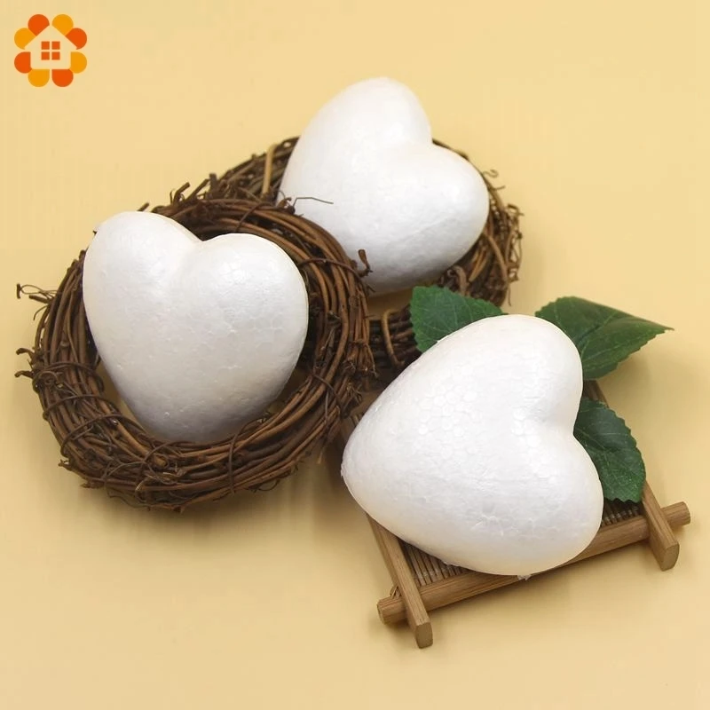 10PCS White Heart Shape Modelling Polystyrene Styrofoam Foam Ball DIY Christmas Ornaments Gifts Birthday Wedding Decor Supplies