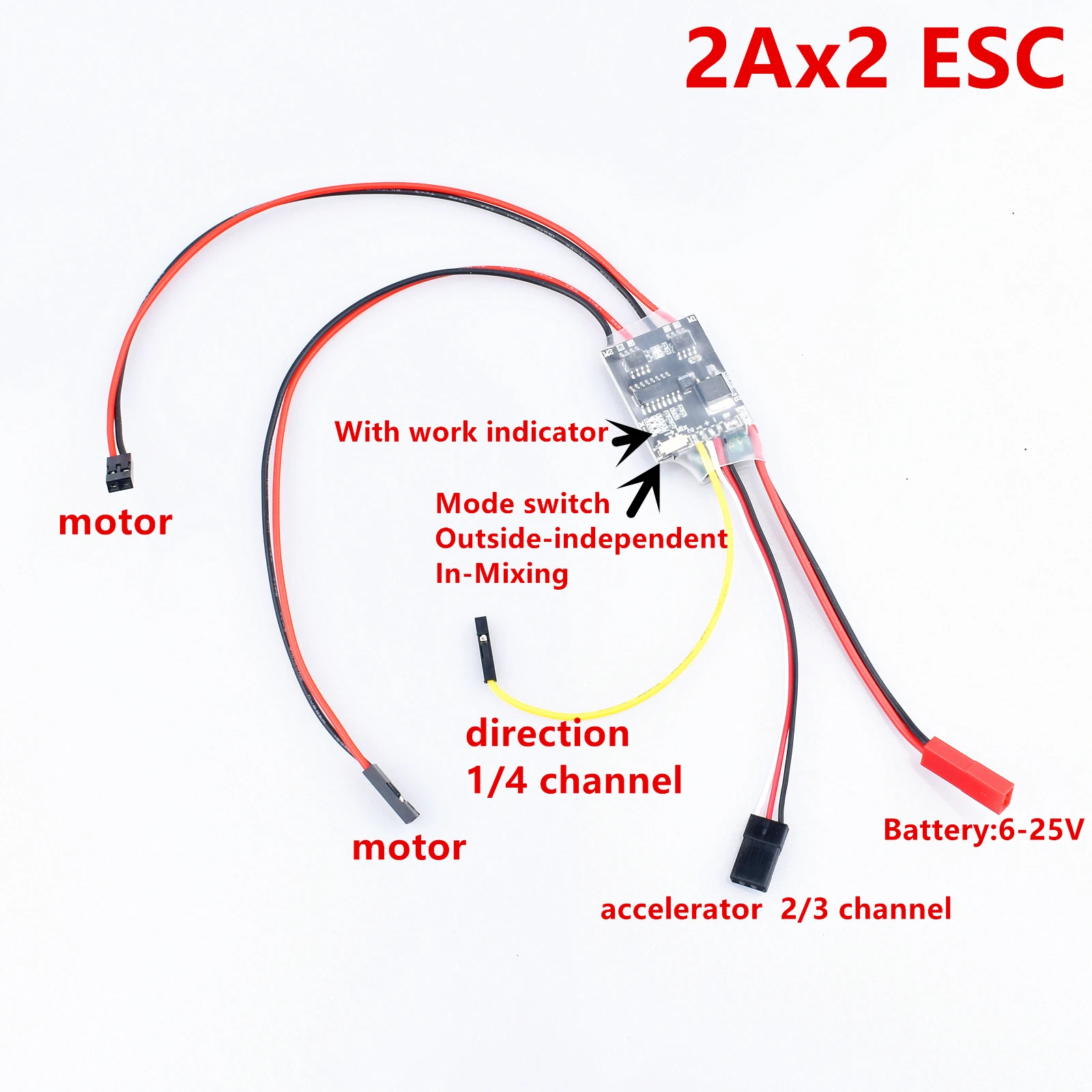 2S-6S 2Ax2 Dual Way Bidirectional Brushed ESC/ 24V Geared Motor 30x21mm for RC Car 370 520 Tracked Vehicle/Tank