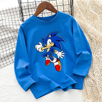 Sonic Long Sleeve for Children Cute Cartoon Clothing New Anime Blue Casual Caftan Fashion Kids Clothes Round Collar Blouse Gift