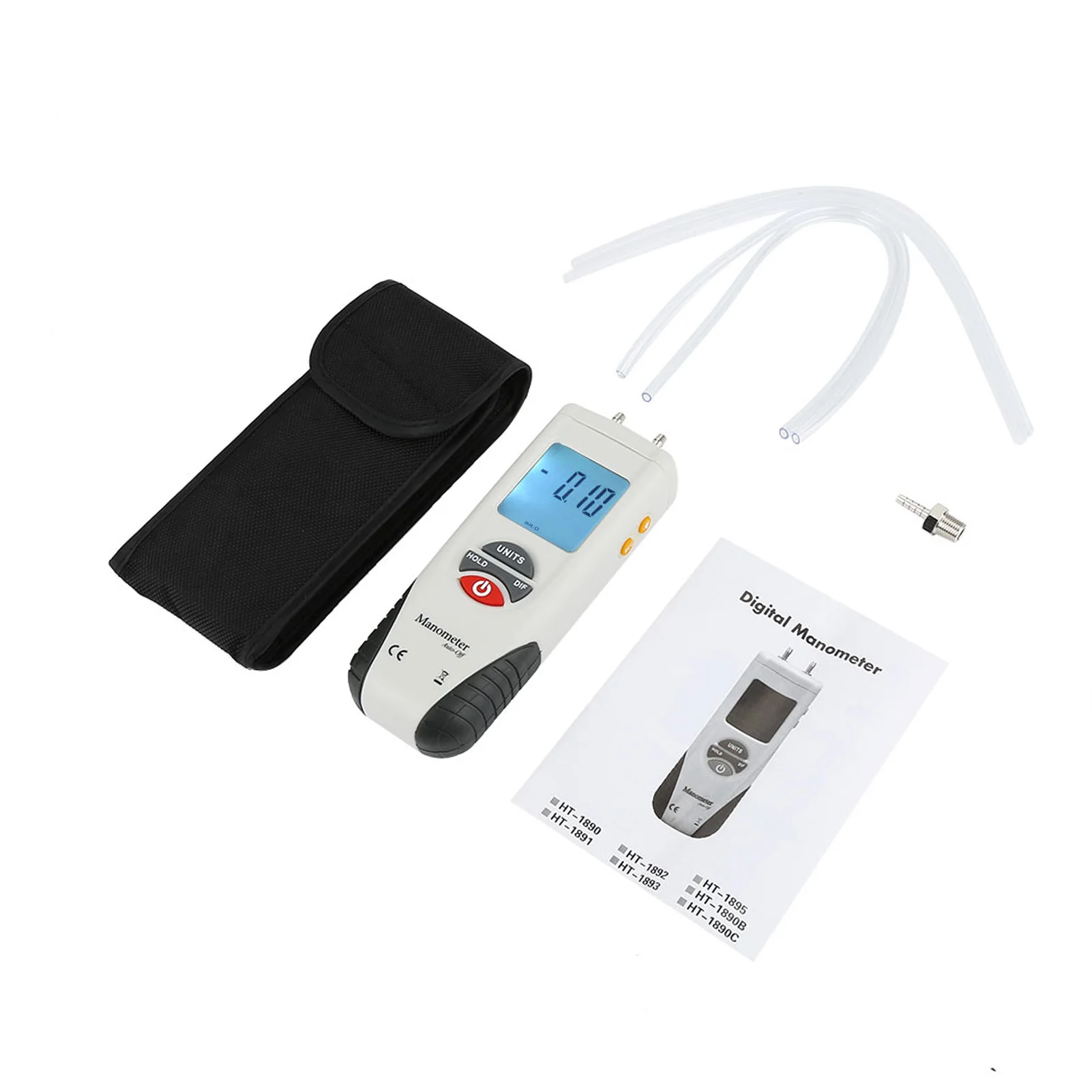 

Digital Differential Gauge HT‑1890 Handheld Digital Manometer Differential Gauge Air Pressure Meter 11 Selectable Units