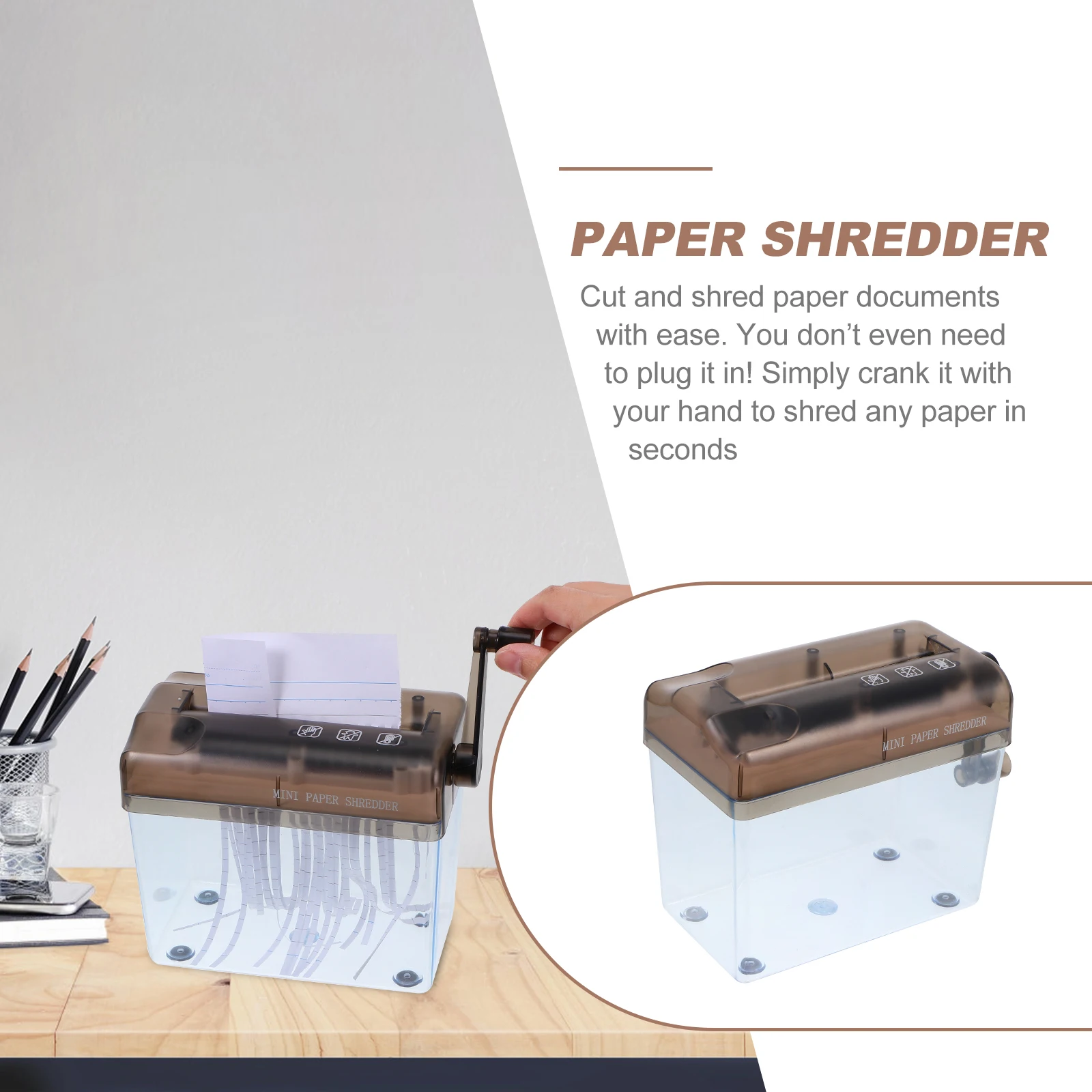 

Portable Manual Paper Shredder Mini Document for Office Home Use Easy Clean Hand Operated A4 Size Black Color Small Desk