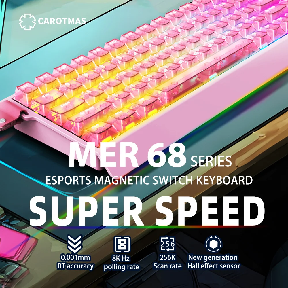 IROK CAROTMAS MER68 PRO MAX 0.001mm 8K 마그네틱 스위치 게이밍 키보드 퀵 트리거 기계식 키보드 핫 스왑 SOCD 유선
