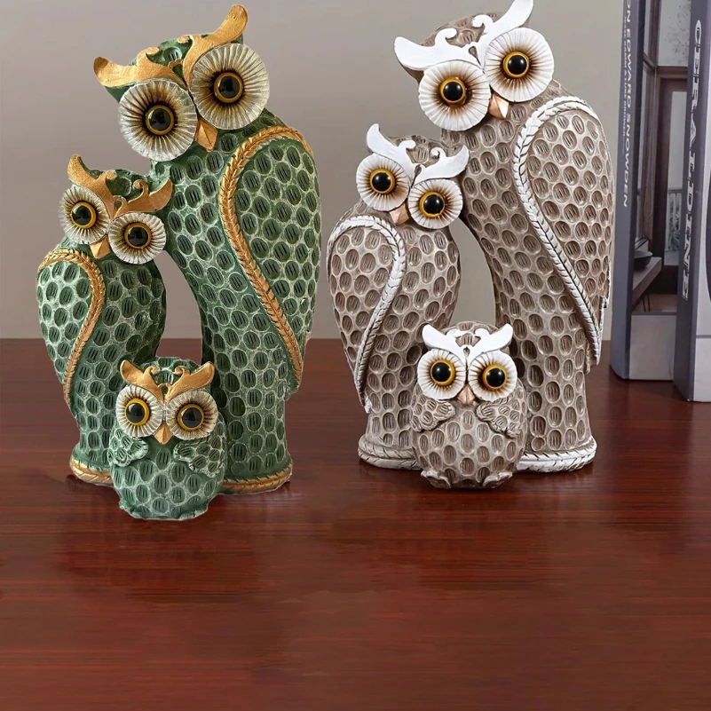 

1pc Resin Owl Family Animal Decoration,Home Decor,Living Room,Bookshelf,Wine Cooler,TV Stand Decoration