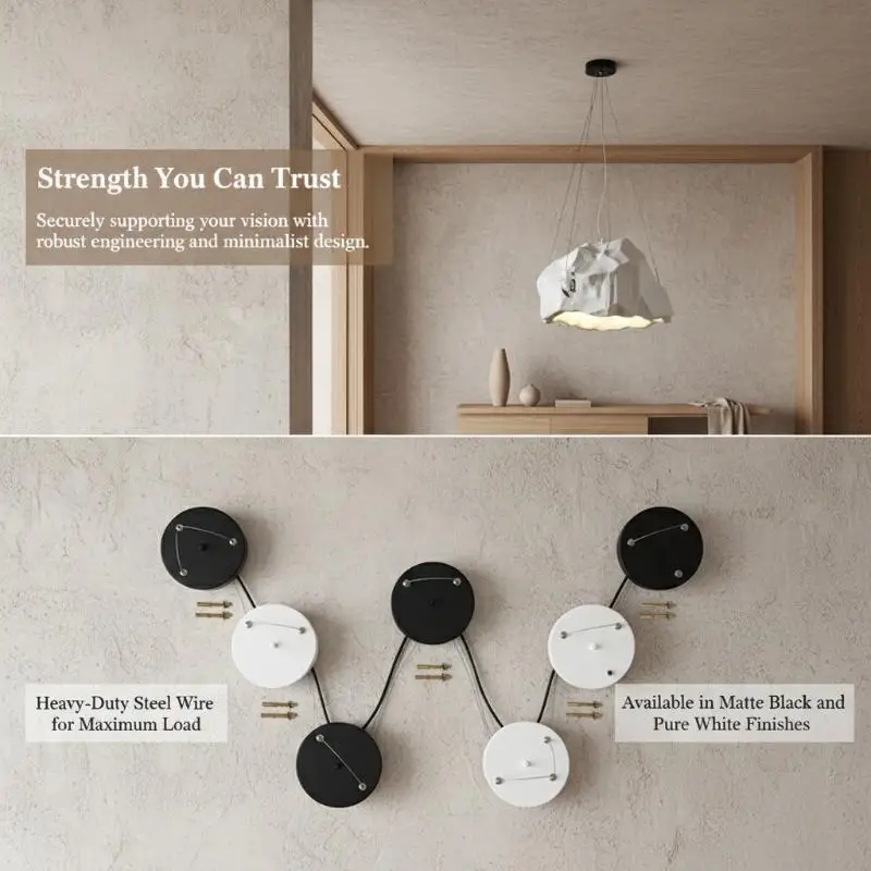 Universal Fit Ceiling Rose Steel Wire Lamp Base Load-bearing Ceiling Canopy for Most Pendant Light Mounting Use
