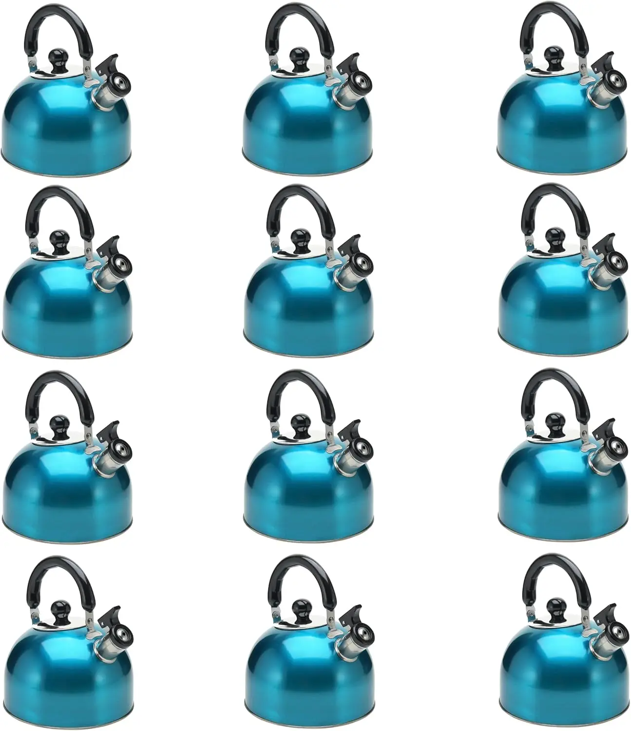 

Stovetop Whistling Tea Kettle 3 Liter (3-Quart) Classic Teapot Induction Compatible (Turquoise) Pack of 12