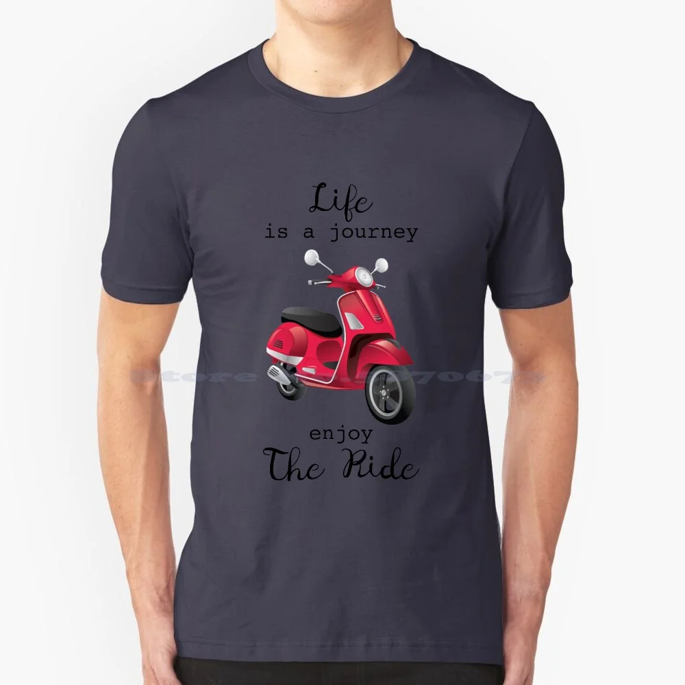 Life Is A Journey Enjoy The Ride T Shirt 100% Cotton Tee Motorcycle Scooter Italy Italian Classic Vintage