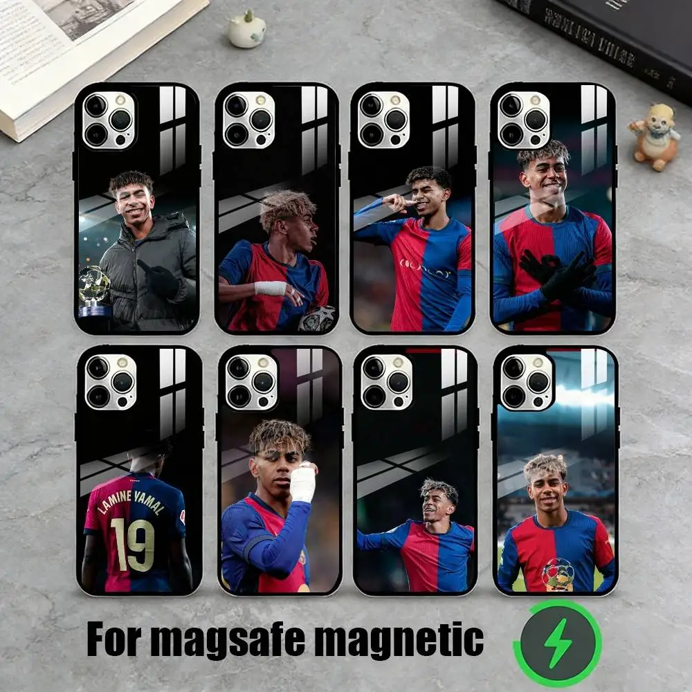 

L-Lamine Yamal Barcelona Football Phone Case For iPhone17,16,15,14,13,12,11 Plus,Pro Magnetic For Magsafe Wireless Charging