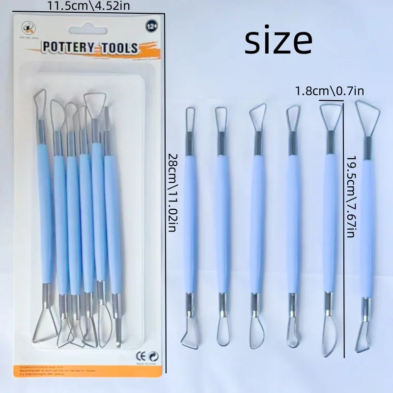 6 pieces of stainless steel double head pottery carving knife DIY handmade fruit and vegetable sculpture tools