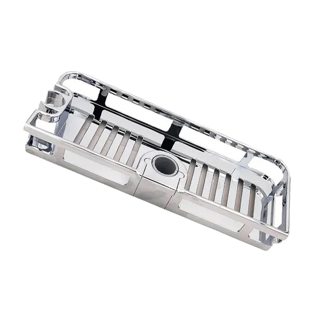 

Shower Shelf for Slide Bar Adjustable Height Bathroom Shower Rack ABS Plastic Wall Mounted Black ganizers Self Draining