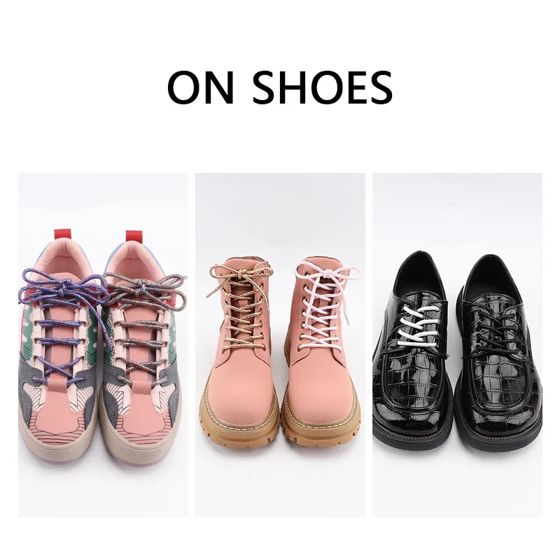 반짝이 다채로운 신발 끈 라운드 신발 끈 유행 밝은 운동화 끈 스포츠 신발 끈 가죽 신발 끈 1 쌍