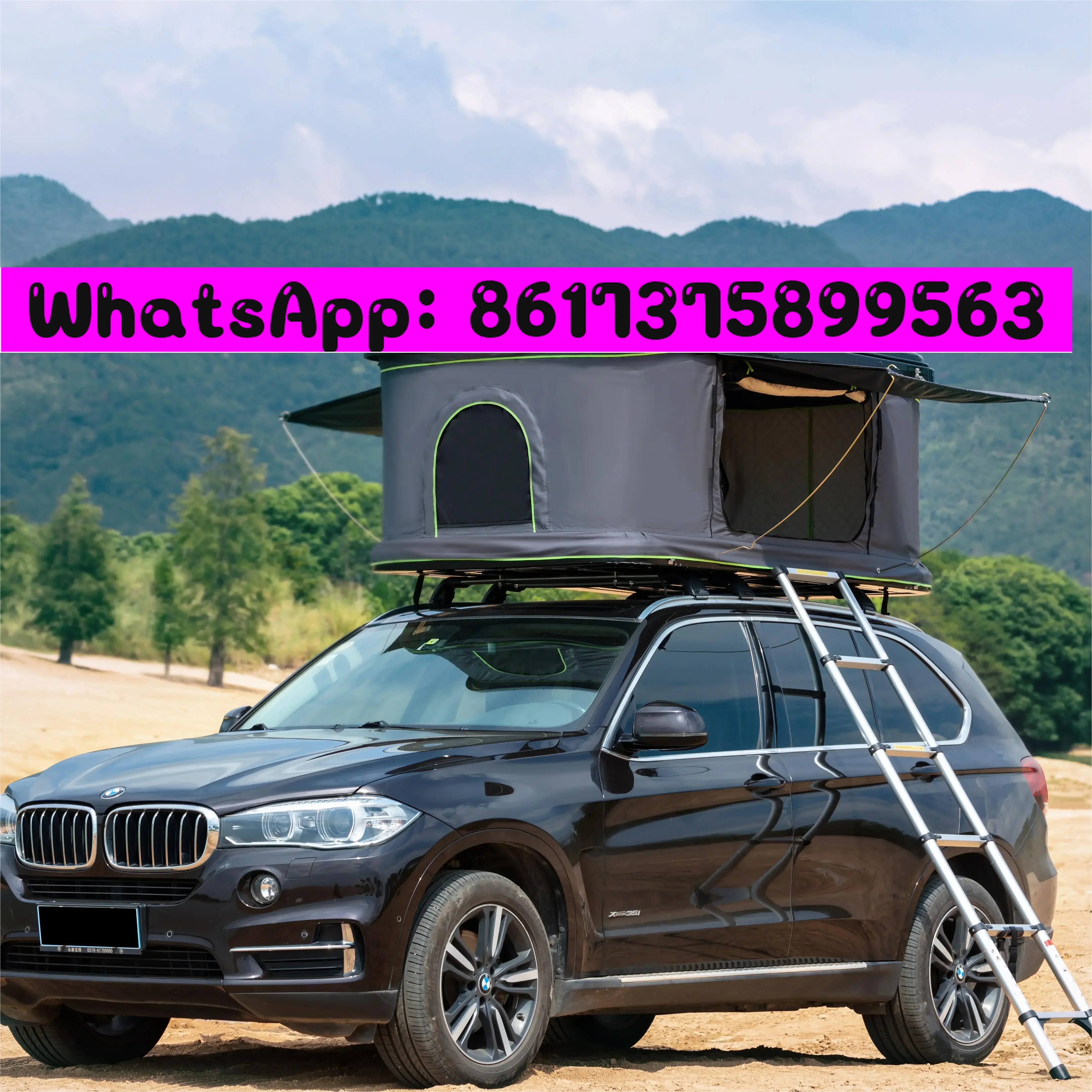 New val camper trailer car roof tent box clamshell aluminium roof top tent and awning