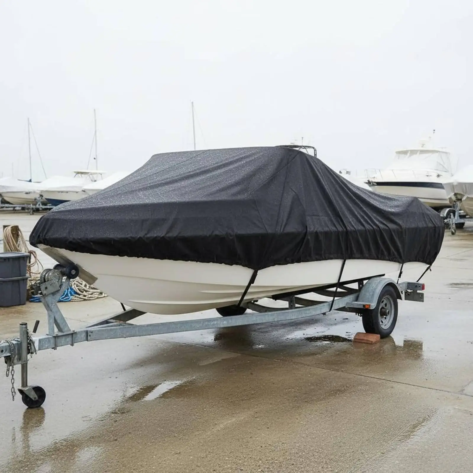 Universal Fit Boat Cover for Speedboat Fishing Vessel Full Coverage Marine Protector with Straps and Storage Bag