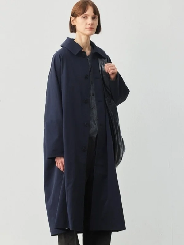 

Свободная женская ветровка Long Sve на одной пуговице с клетчатой талией, пальто большого размера из смеси хлопка, осень 2024, Новое поступление