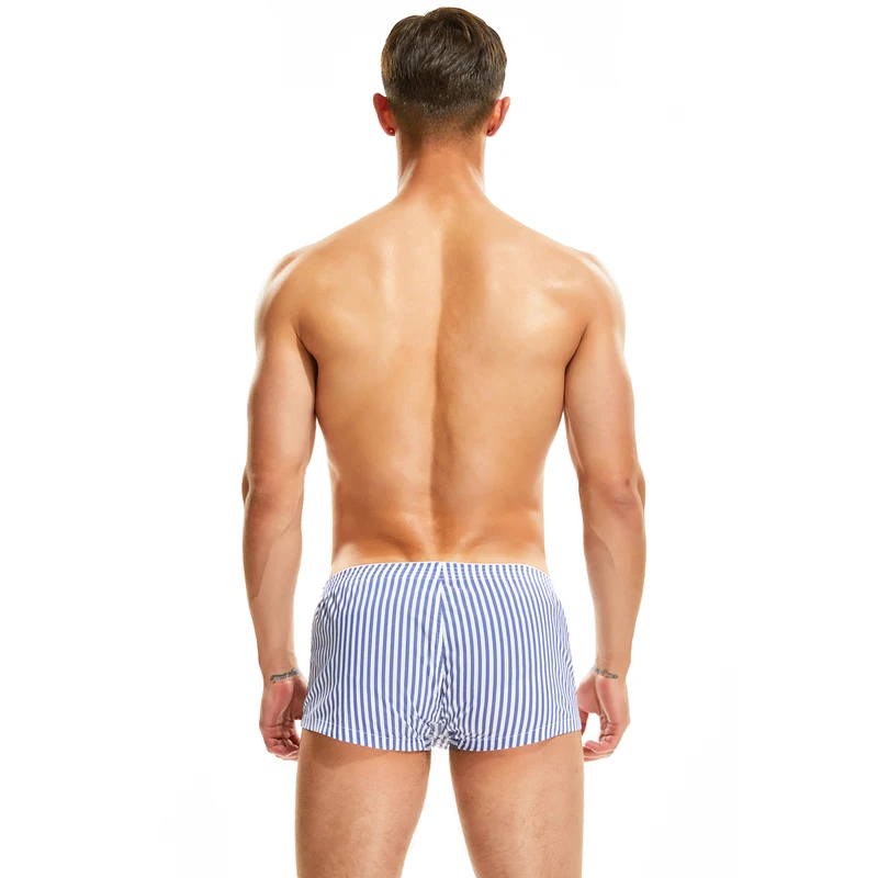 Men's Boxer Shorts, Arrow Pants, Buttoned Front, Striped Pattern, Fashion Sleep Pants, Breathable Home Casual Sports Underwear