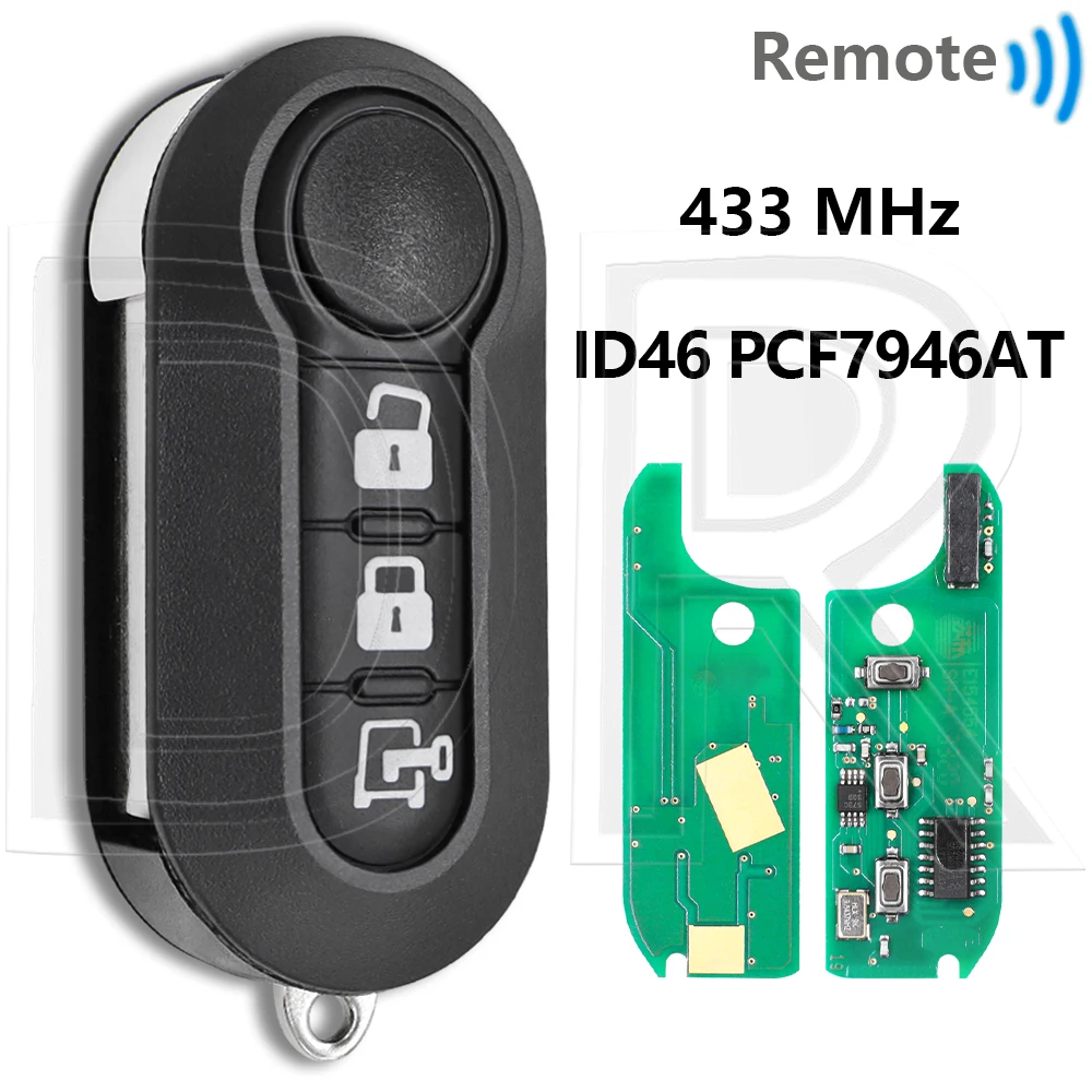 Great ID46 PCF7946 433MHz Car Remote Key For Fiat 500 Punto Panda Bravo Delphi 500L Ducato Citroen Jumper Peugeot Boxer Marelli image 3