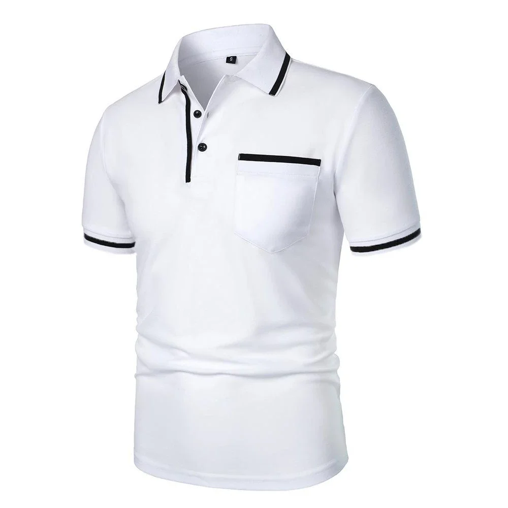 Herren Sommer Neues Modisches Kurzarm-Poloshirt, Lockeres Lässiges Poloshirt mit Tasche, Atmungsaktives Männer-Oberteil – Detail 15