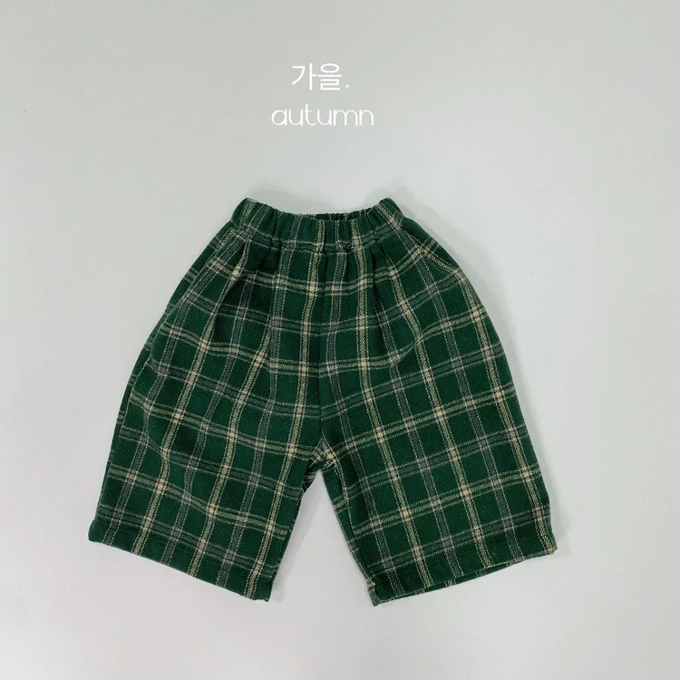 Kinder Jungen karierte Hosen Frühling Herbst gewebtes Material breite Beine Kinder Jungen Hosen modische Jungen kurze Hosen – Detail 9