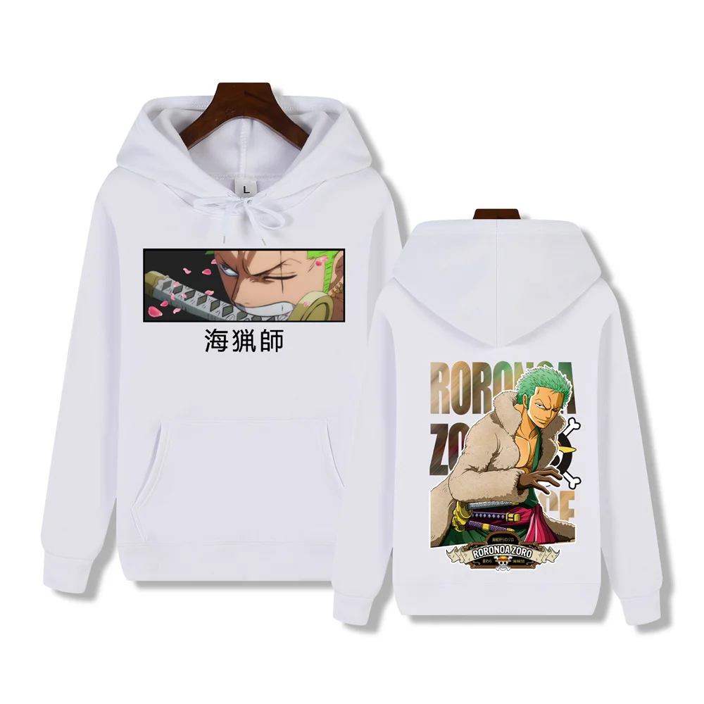 Promo One Piece Super Handsome Roronoa Zoro Print Autumn/Winter Comfort Thickened Men's High Quality Casual Warm Street Hoodie