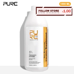 PURC 5% Keratin Smoothing Treatment Frizzy Removal Brazilian Keratin Curly Hair Care Products Salon Professional 1000ml
