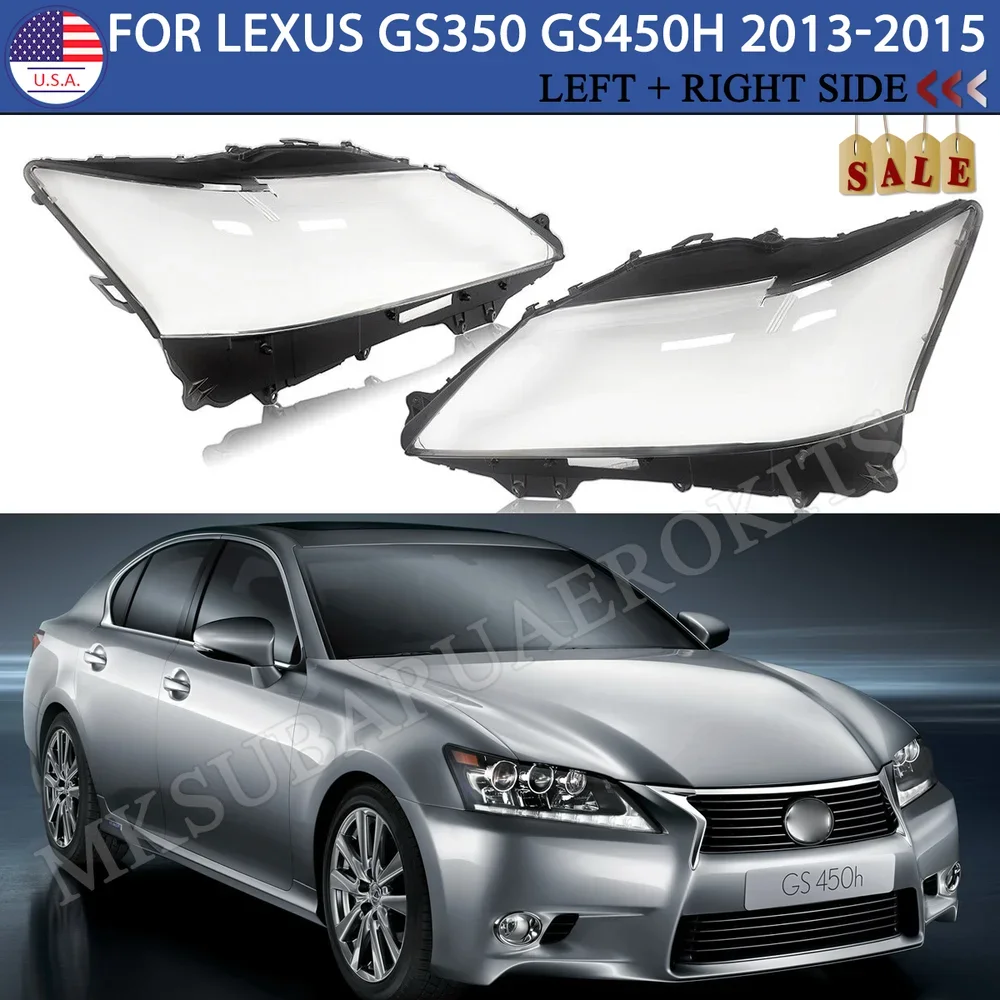 

Left+Right Side Headlight Cover For Lexus 13-15 GS350 GS450H Headlamp Lens Cover