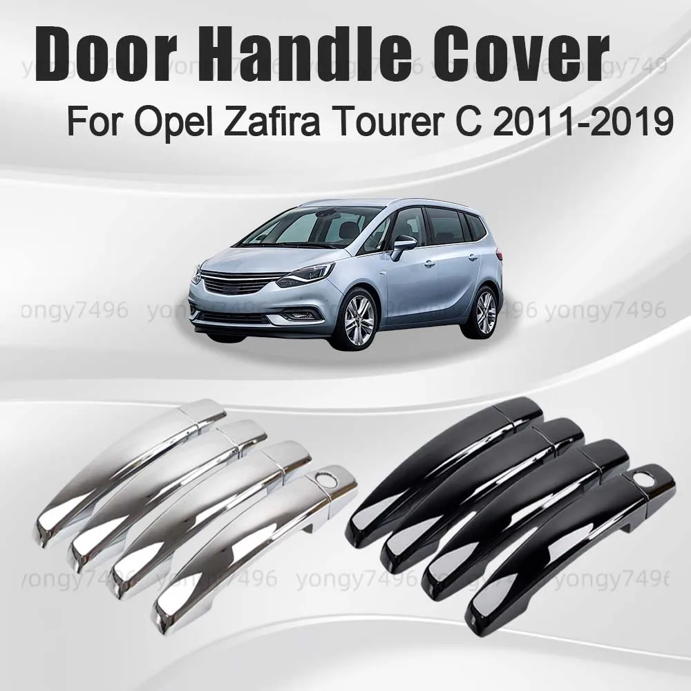 

Car Upgrade Carbon Fiber Chrome Silver Black Door Handle Cover For Opel Zafira Tourer C 2011-2019 Cars Accessories Decoration