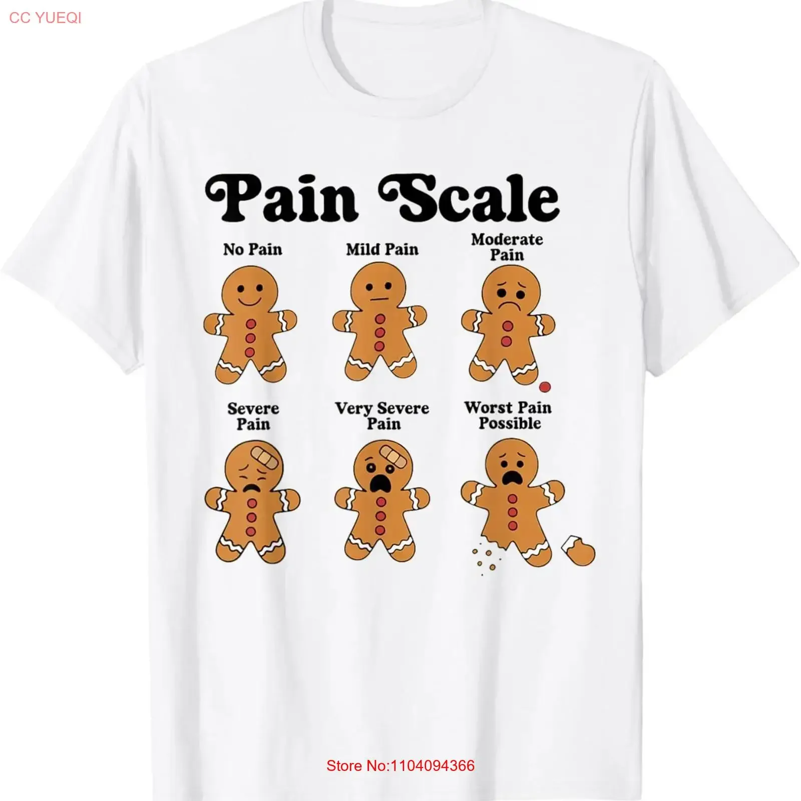 Pain Scale Funny Gingerbread Christmas Nurse Holiday T Shirt vintage Washed designer clothes Slightly Top For Everyday Wear