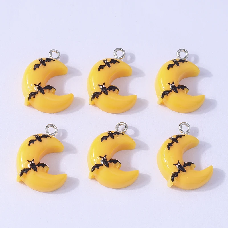 

Duarte 20Pcs/Lot Cute Resin Halloween Moon Charms Pendants for Jewelry Making Earrings Necklaces Bracelets DIY Craft Accessories