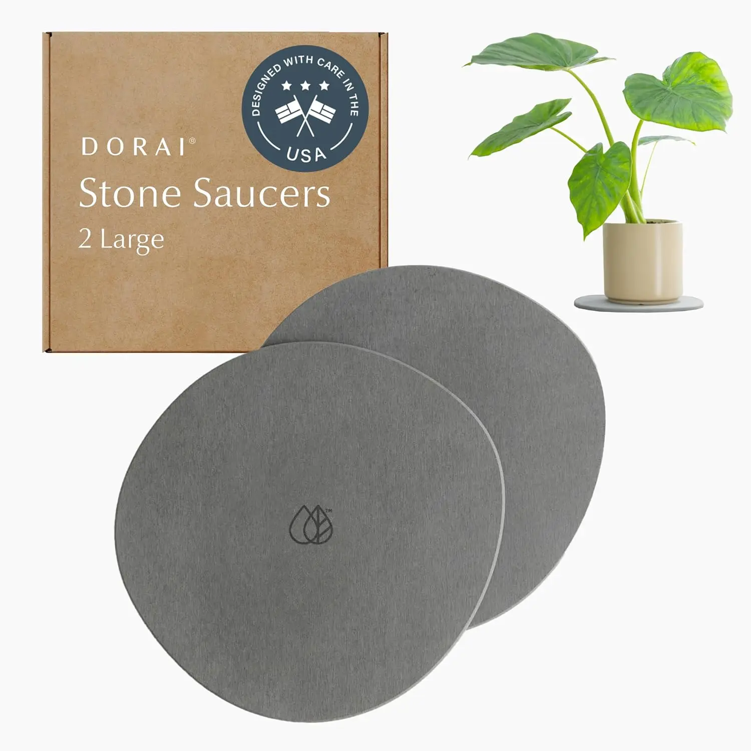 

Large Diatomite Plant Pot Saucer Set - Water-Absorbing Trays for Indoor Plants, Ideal for Shelves and Floors, Pack of 2