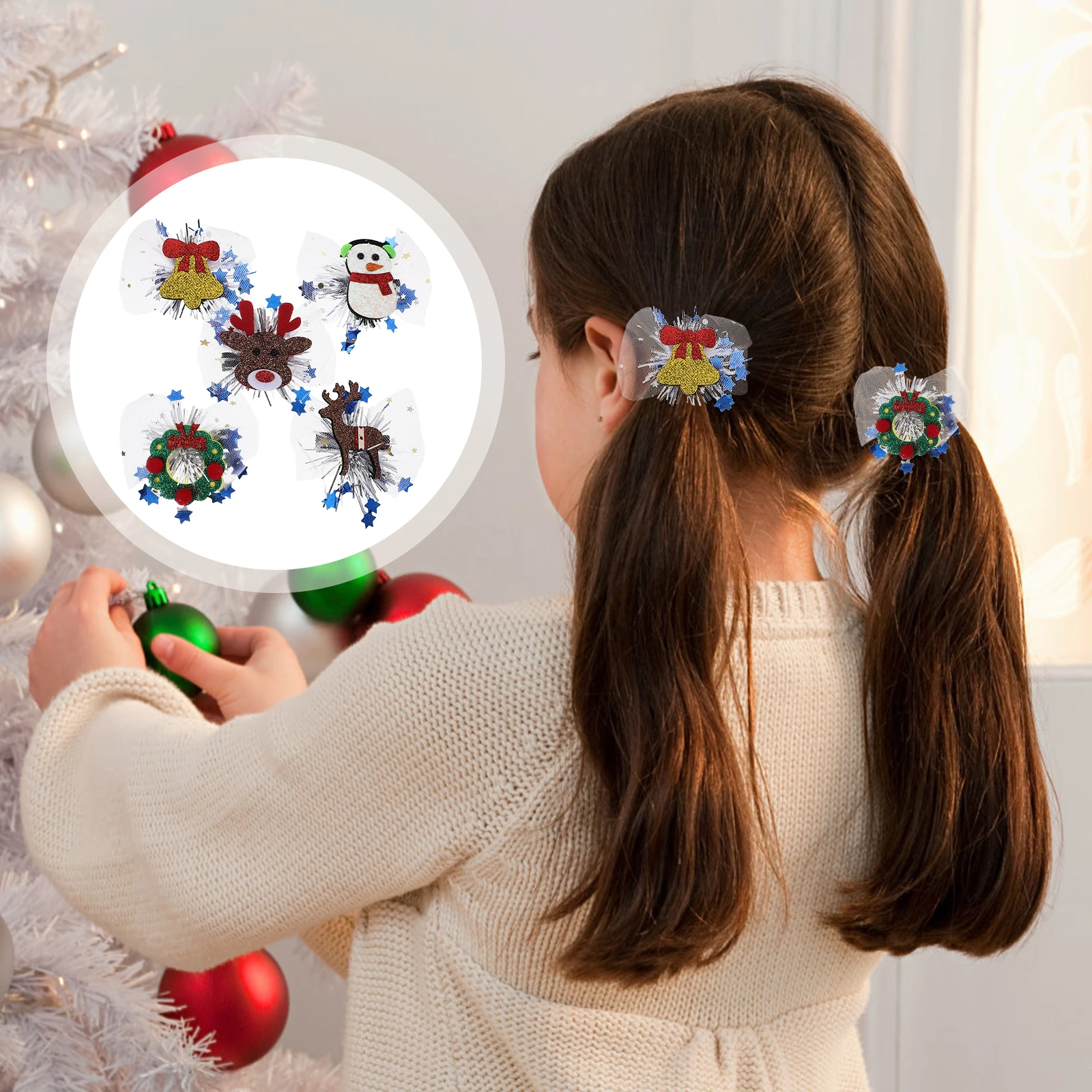 

5 Pcs Christmas Headdress Fake Small Hair Clip Decorations for Girls Clips Festive