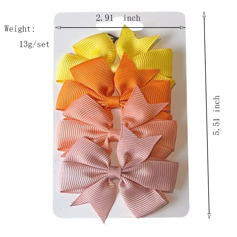 4Pcs Colorful Grosgrain Ribbon Bow Hair Clip for Girls Lovely Cheer Bowknot Hairpin Barrettes Headwear Baby Hair Accessories