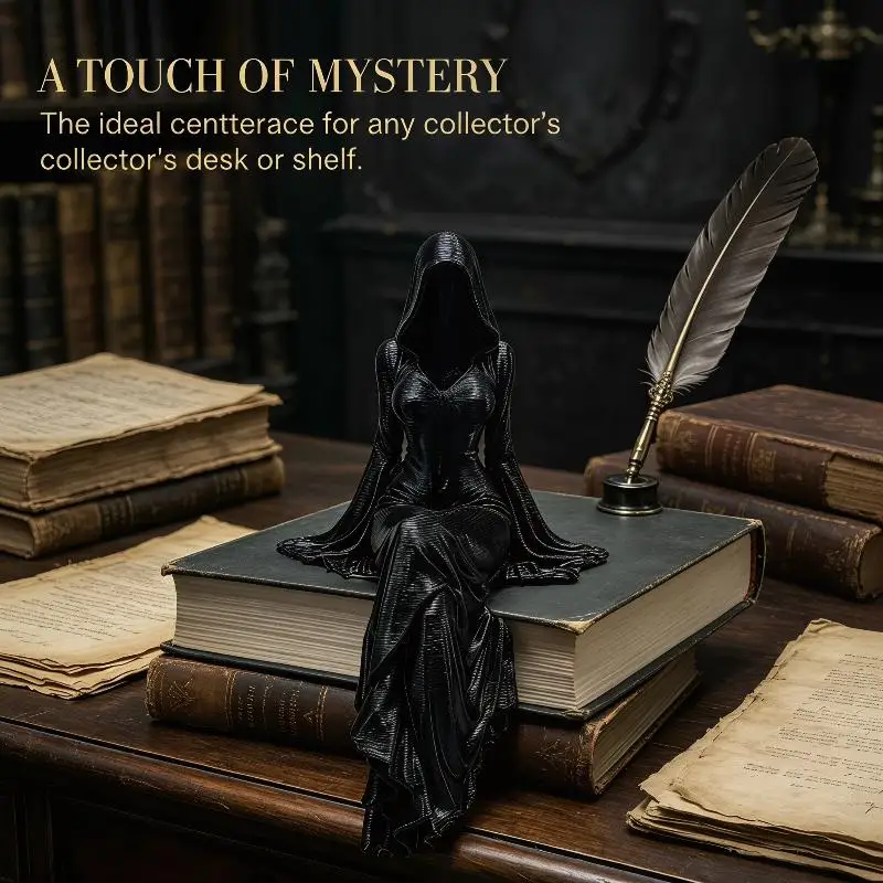 NEW Female Grim Reaper Resin Statue Gothic Sitting Sculpture With Scythe Dark Aesthetic Decor For Home Office And Bookshelf